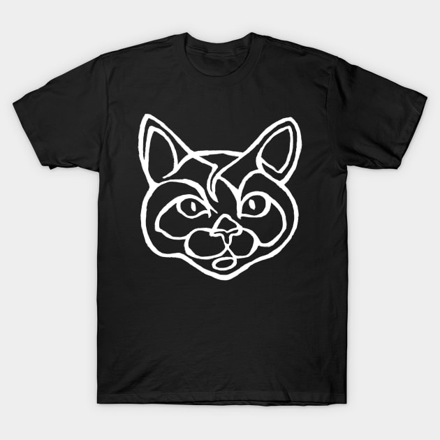 Cat Face Line Drawing for Cat Love T-Shirt by badlydrawnbabe